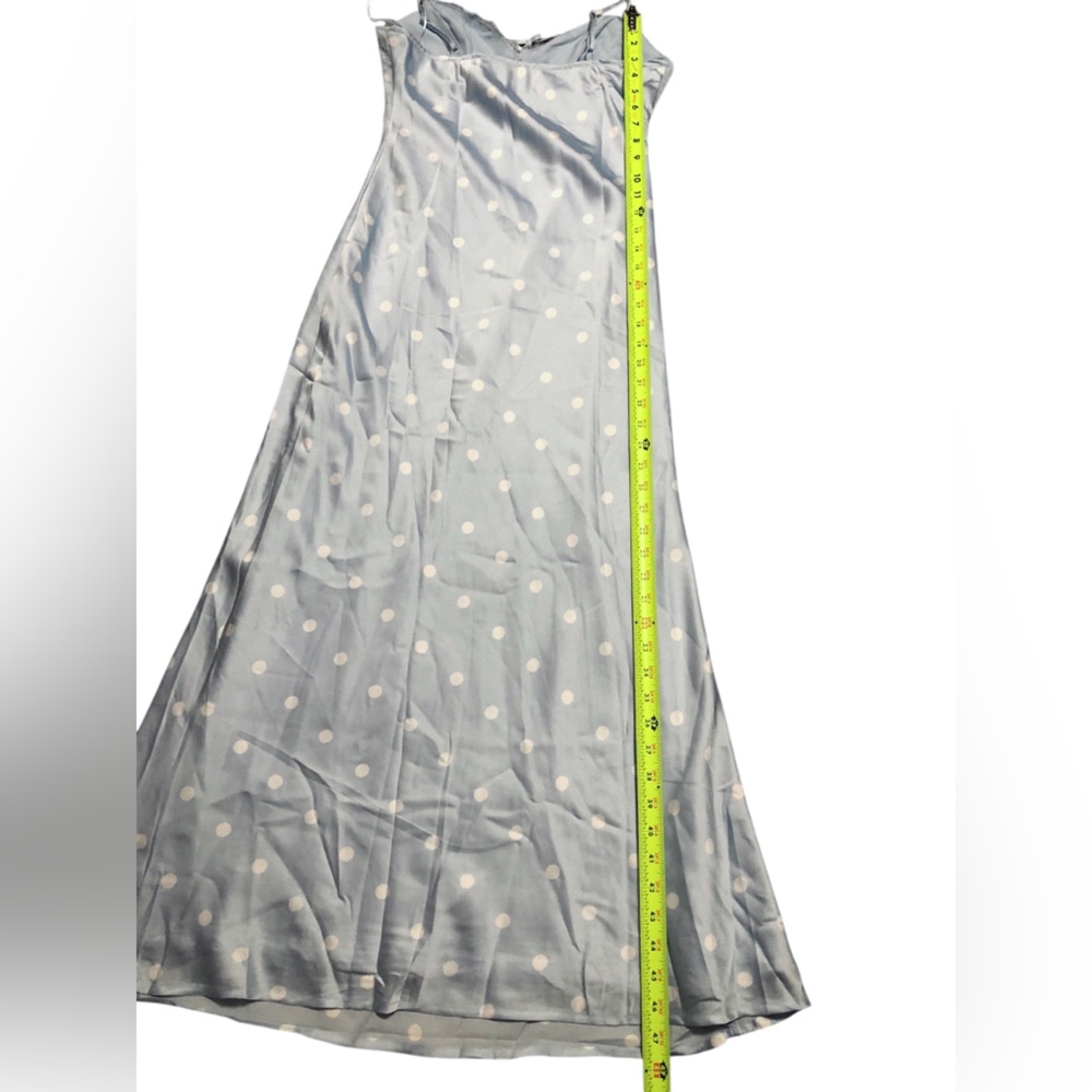 Jessica Simpson blue white polka dot lace cups satin effect maxi dress size M - Picture 13 of 17